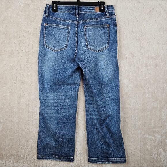 Judy Blue Wide Leg Jeans 29 Cropped Comfort Stretch Classic Blue Minimal Preppy - Picture 8 of 8